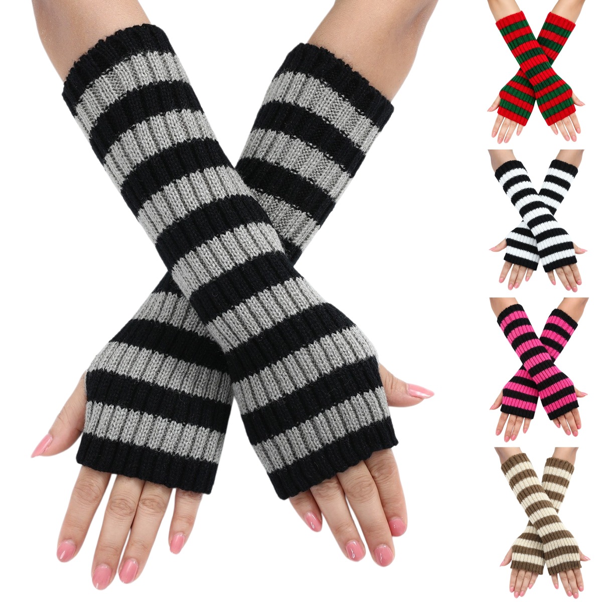 Y2K Çizgili Parmaksız Kol Isıt - Fingerless Glove Knit incelemesi ve fiyatı